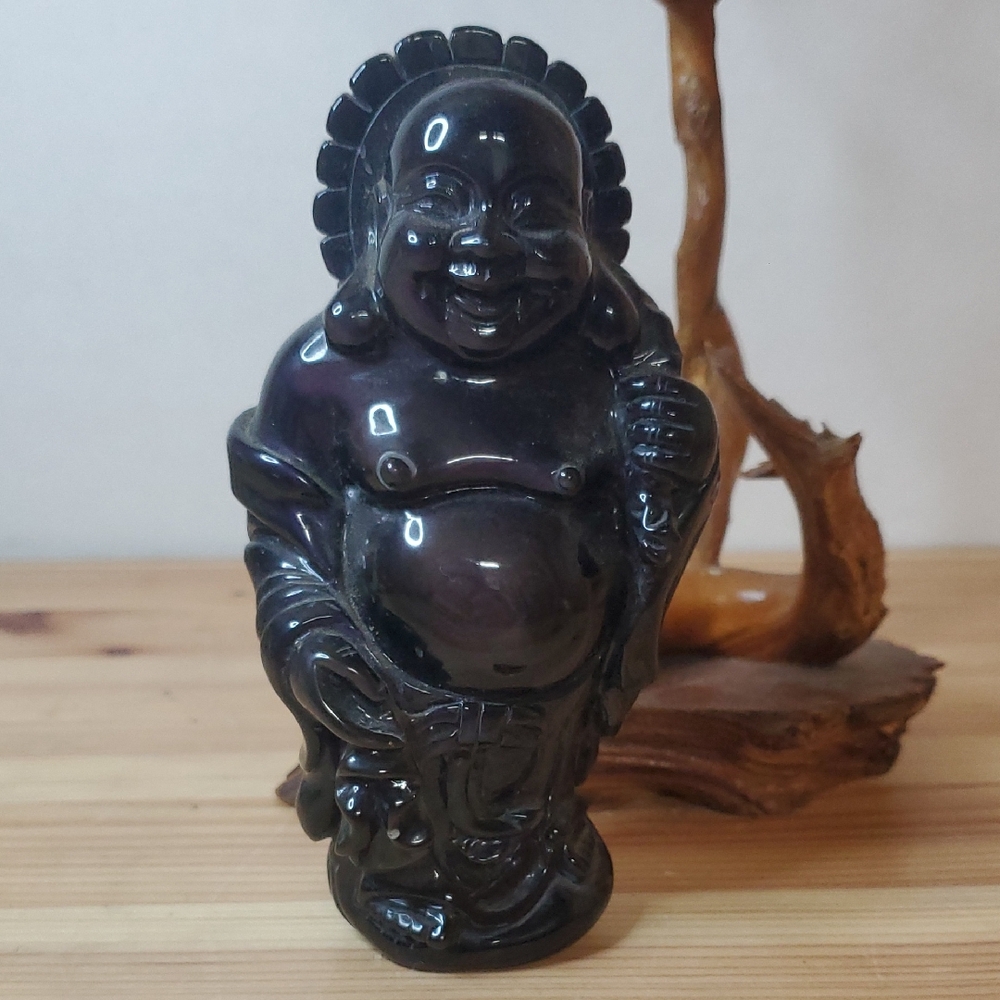 Black Buddha Figurine Hand Carved GS